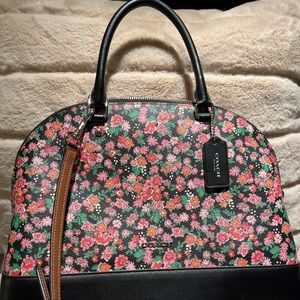 Beautiful Coach satchel for Spring. Never used! Floral print/blue background.